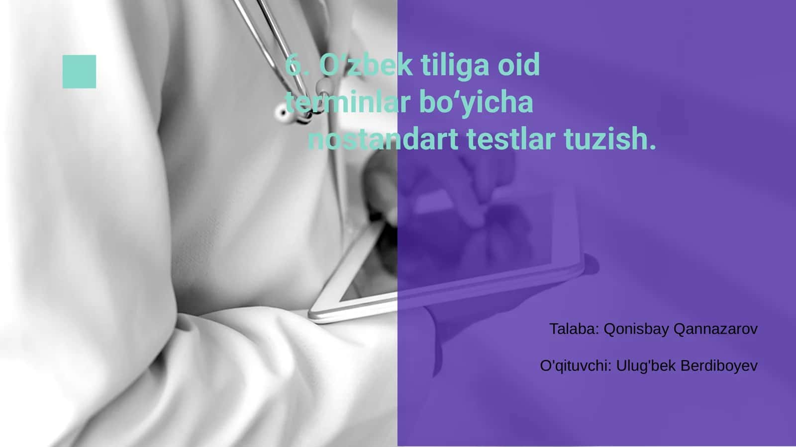 O‘zbek tiliga oid terminlar bo‘yicha Nostandart Testlar 1