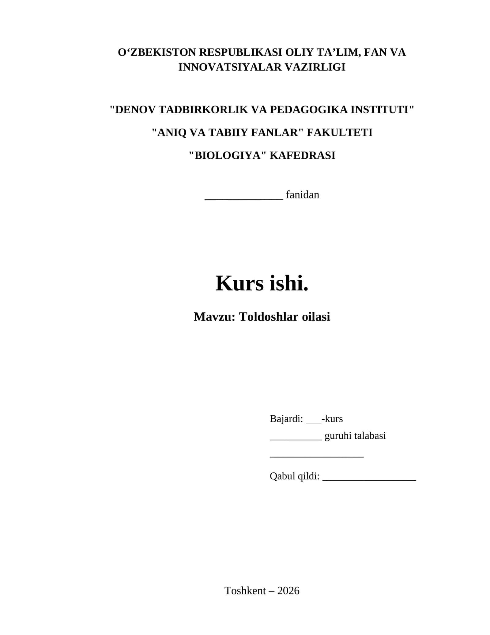 Toldoshlar oilasi 1