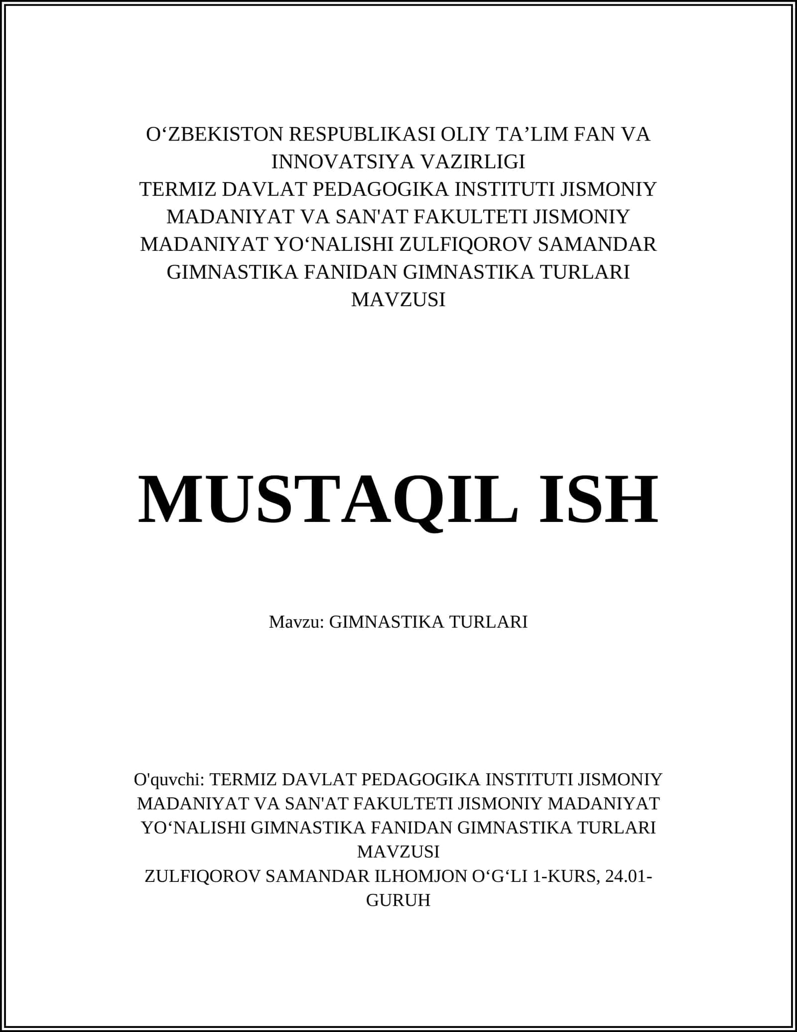 GIMNASTIKA TURLARI 1