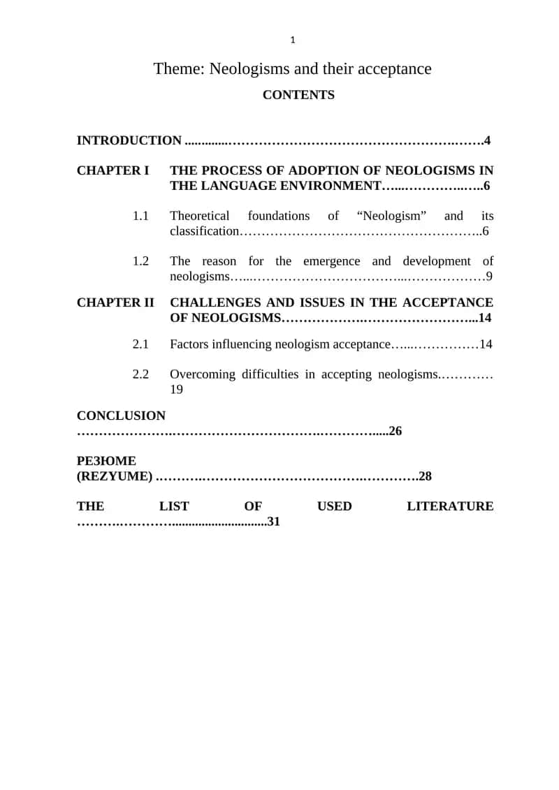 Neologisms and their acceptance 1