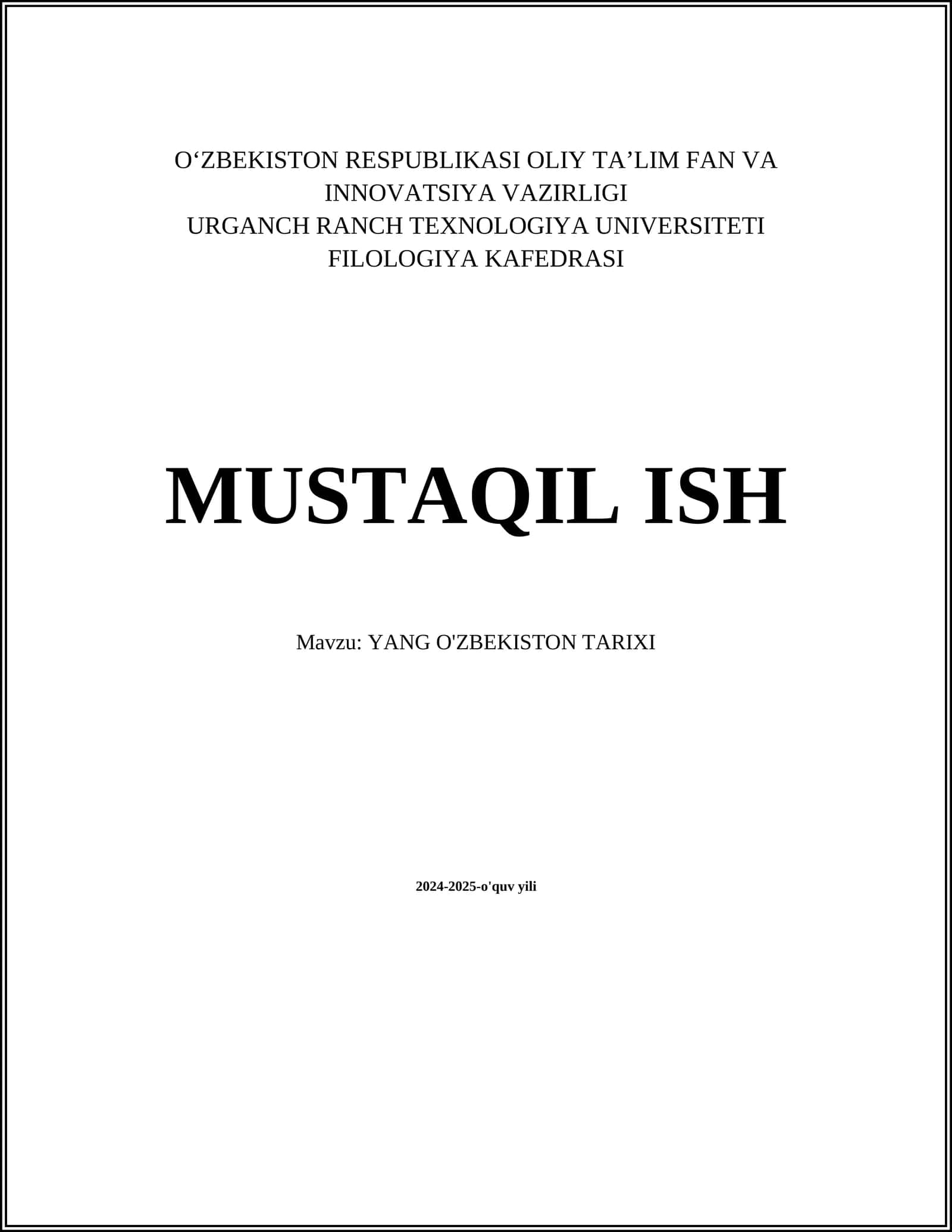 YANG O'ZBEKISTON TARIXI 1