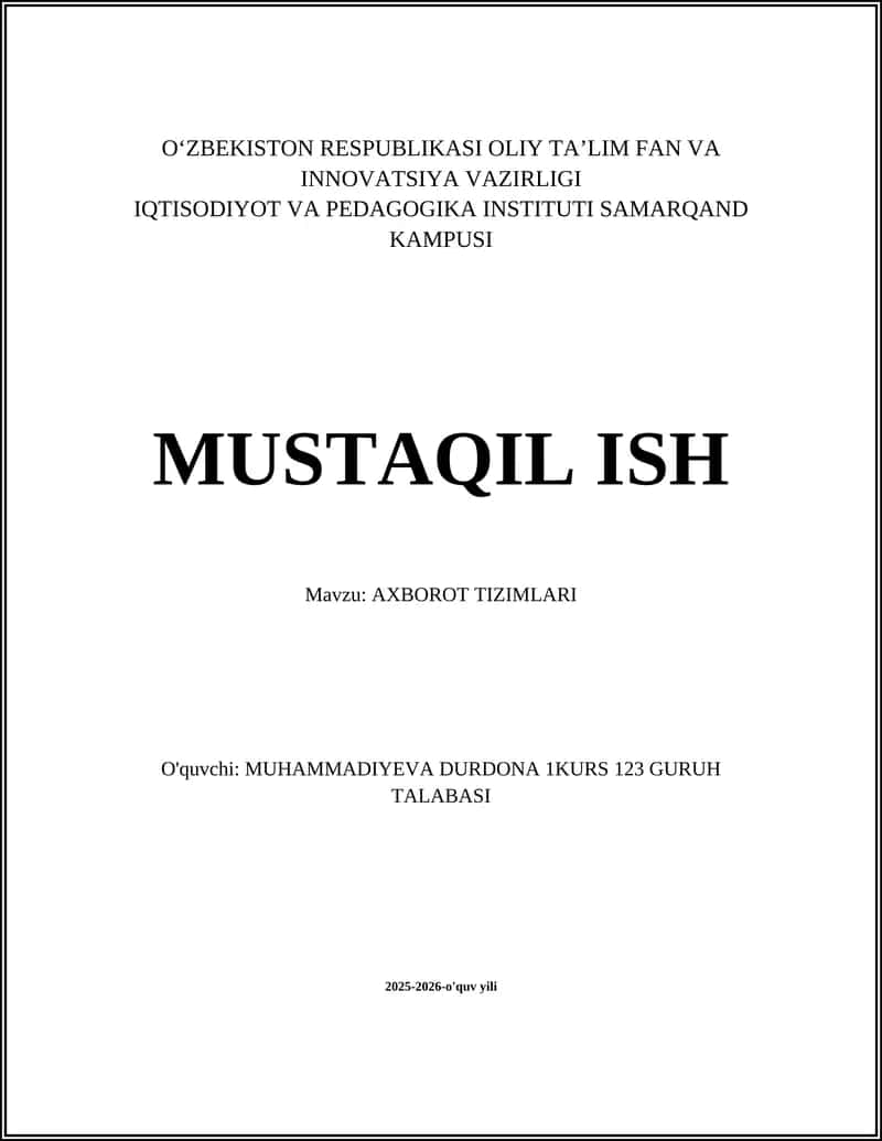 Axborot tizimlari 1