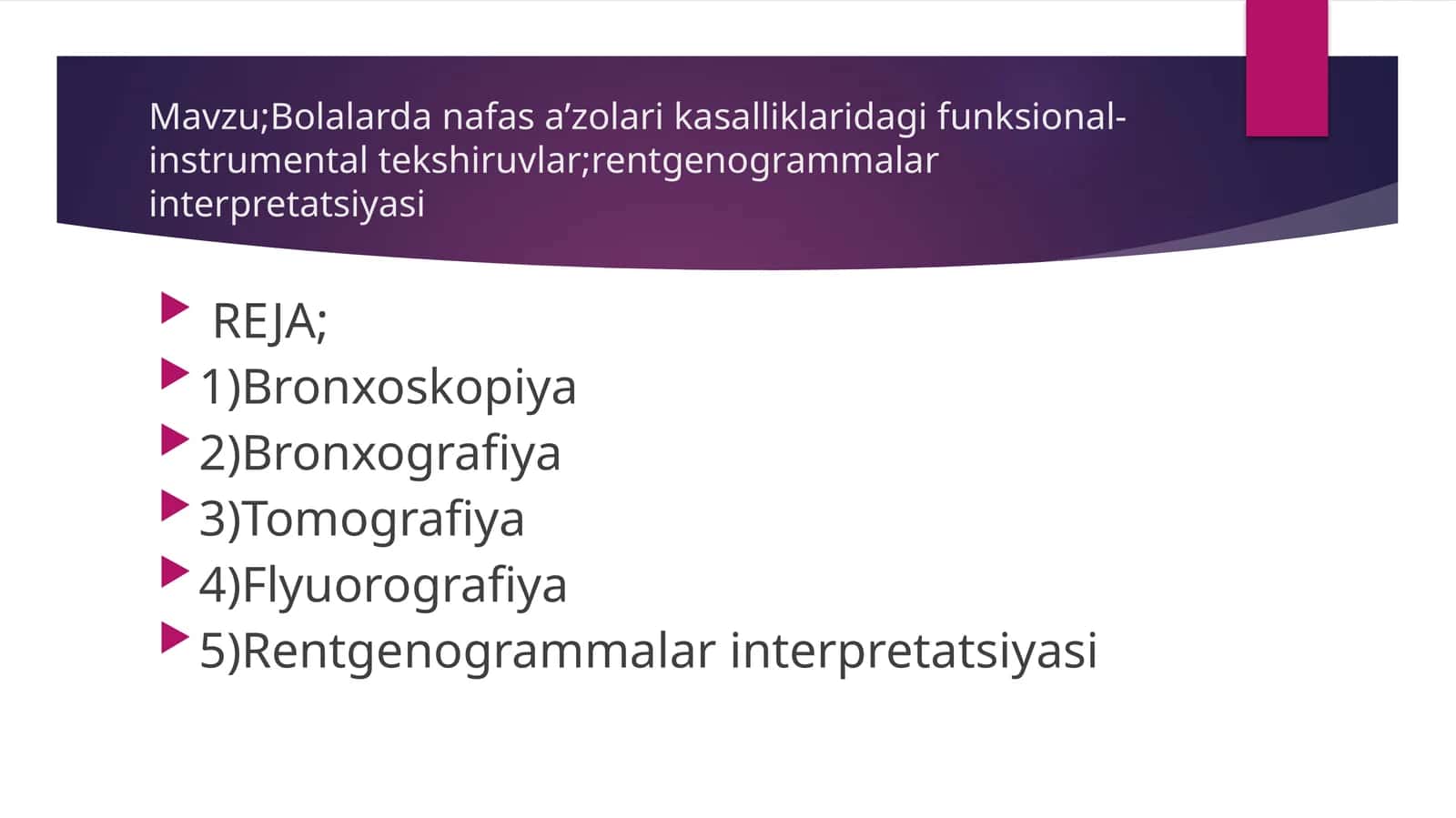 Bolalardan afasa’zolarikasalliklaridagi funksional-instrumental tekshiruvlar; rentgenogrammalar interpretatsiyasi 1