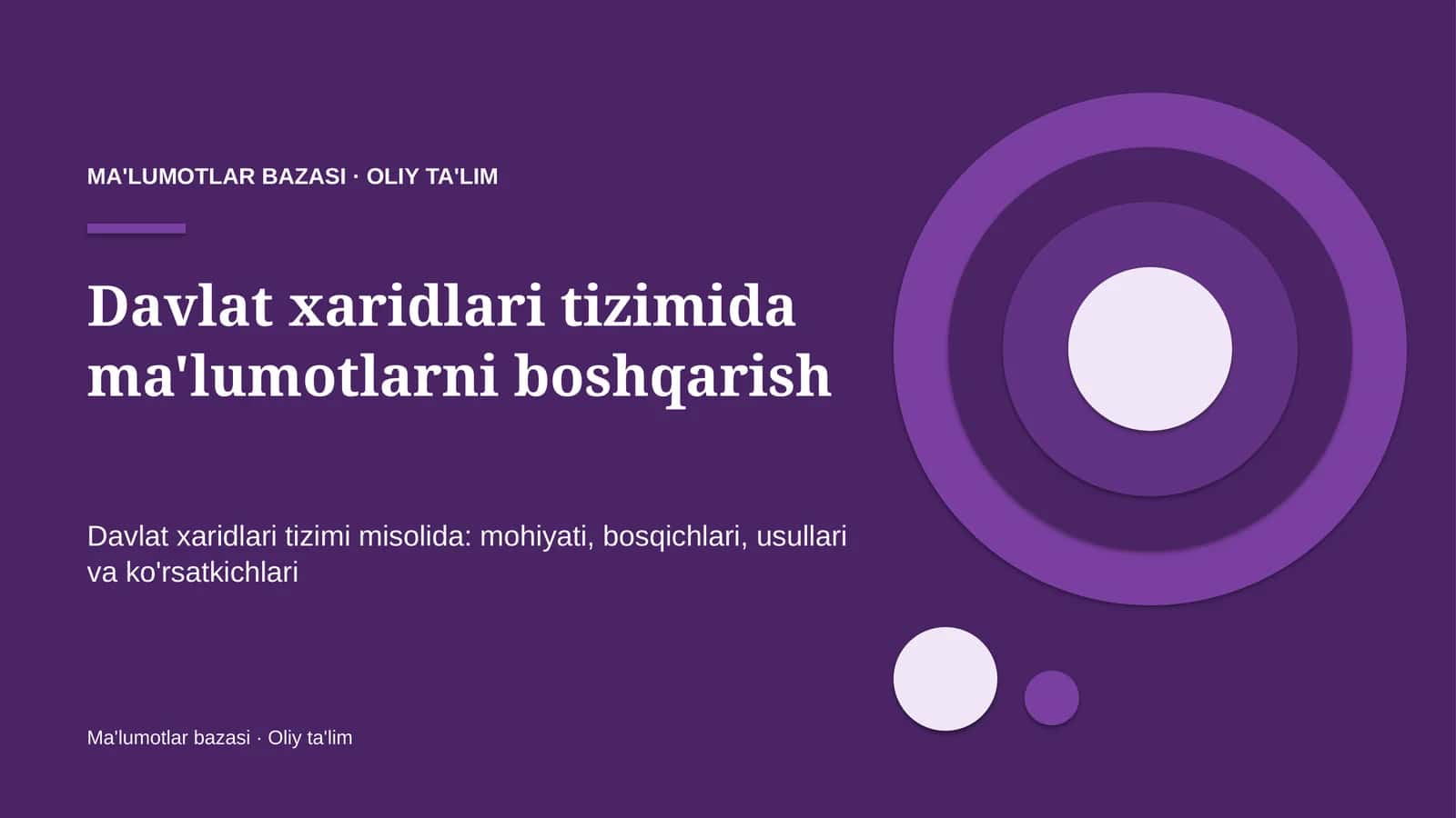 Ma'lumotlar bazasi  · Oliy ta'lim 1