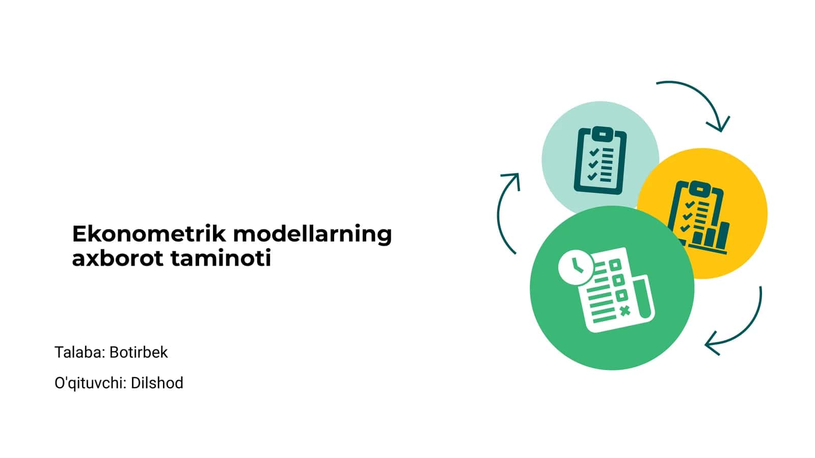 Ekonometrik modellarning axborot taminoti 1