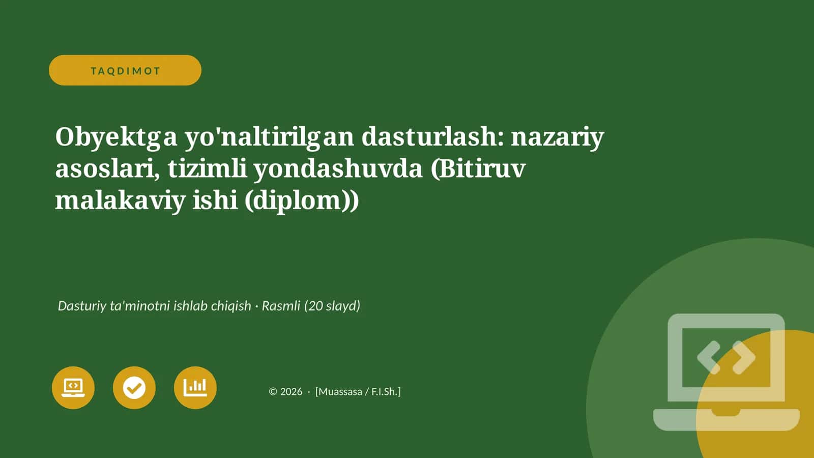 Obyektga yo'naltirilgan dasturlash 1