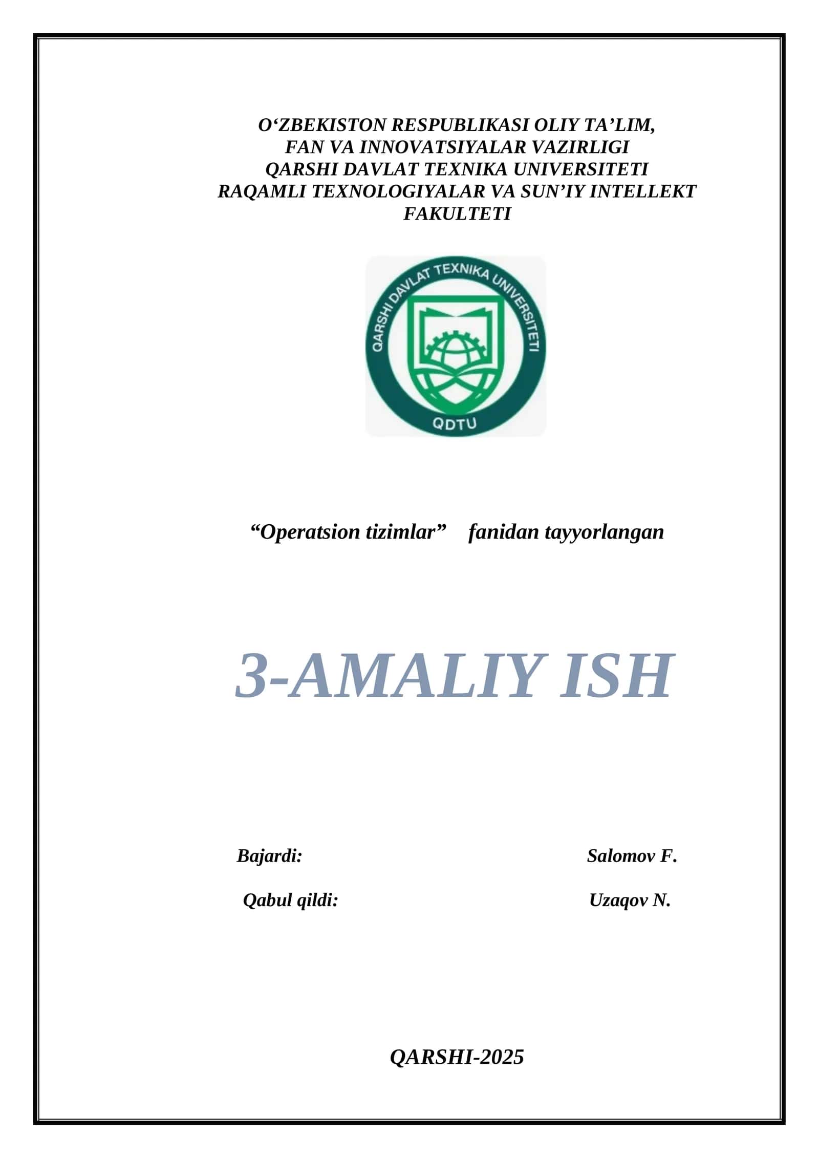 Operatsion tizimlarda fayl tizimi bilan ishlash 1