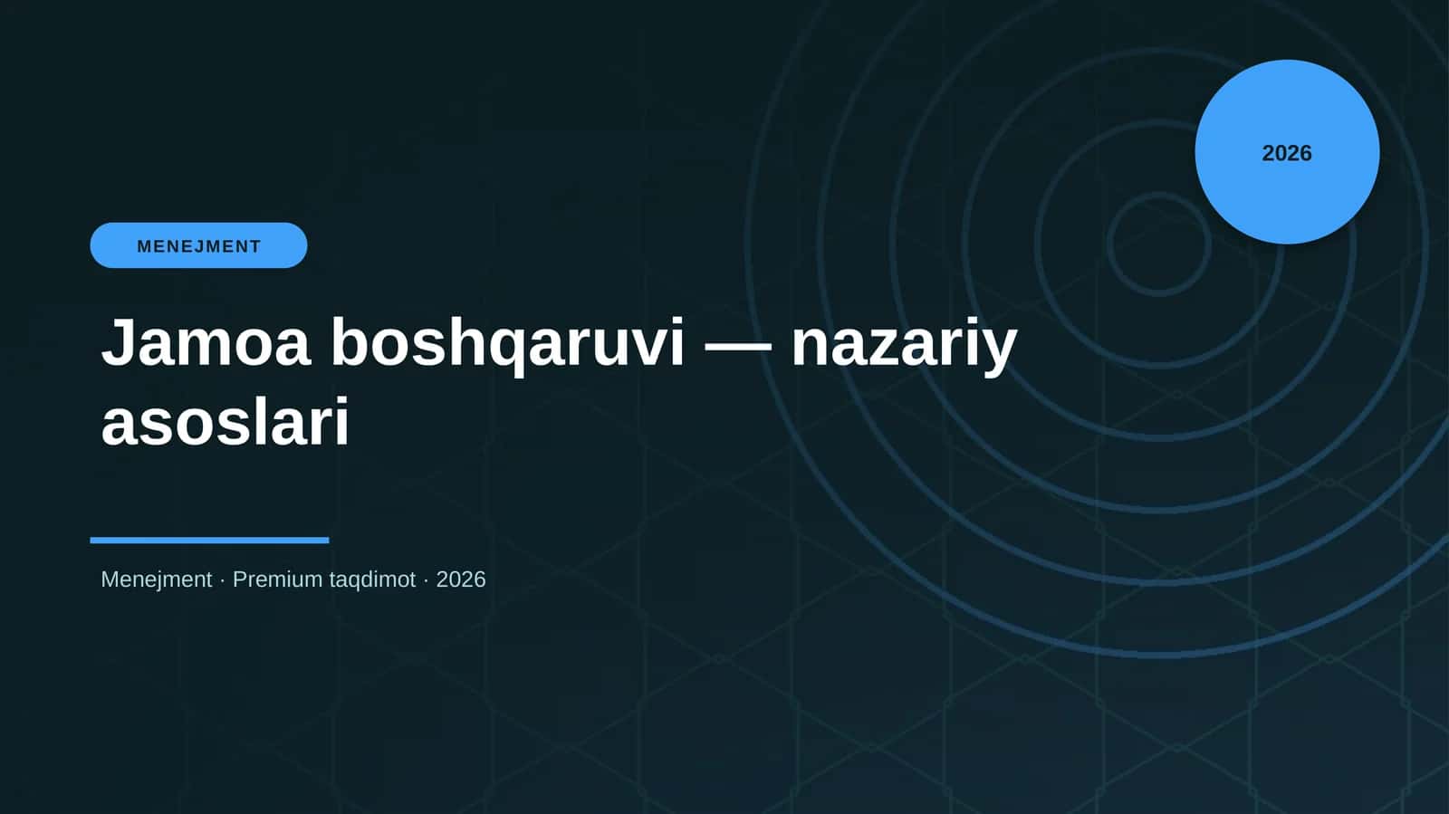 Jamoa boshqaruvi — nazariy asoslari 1