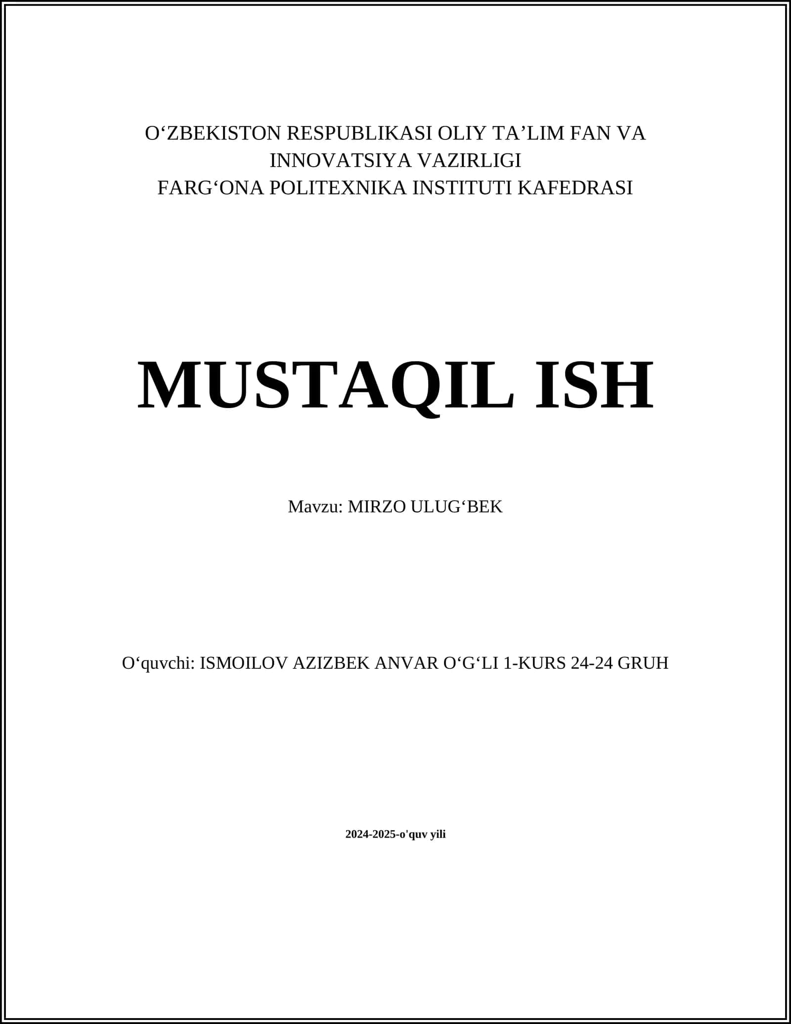 MIRZO ULUGʻBEK 1