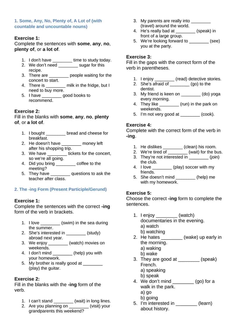 vocabulary and grammar quiz 1
