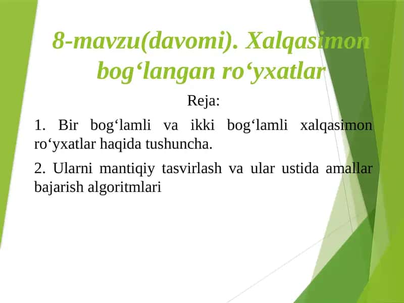 Xalqasimon ro‘yxatlar 1