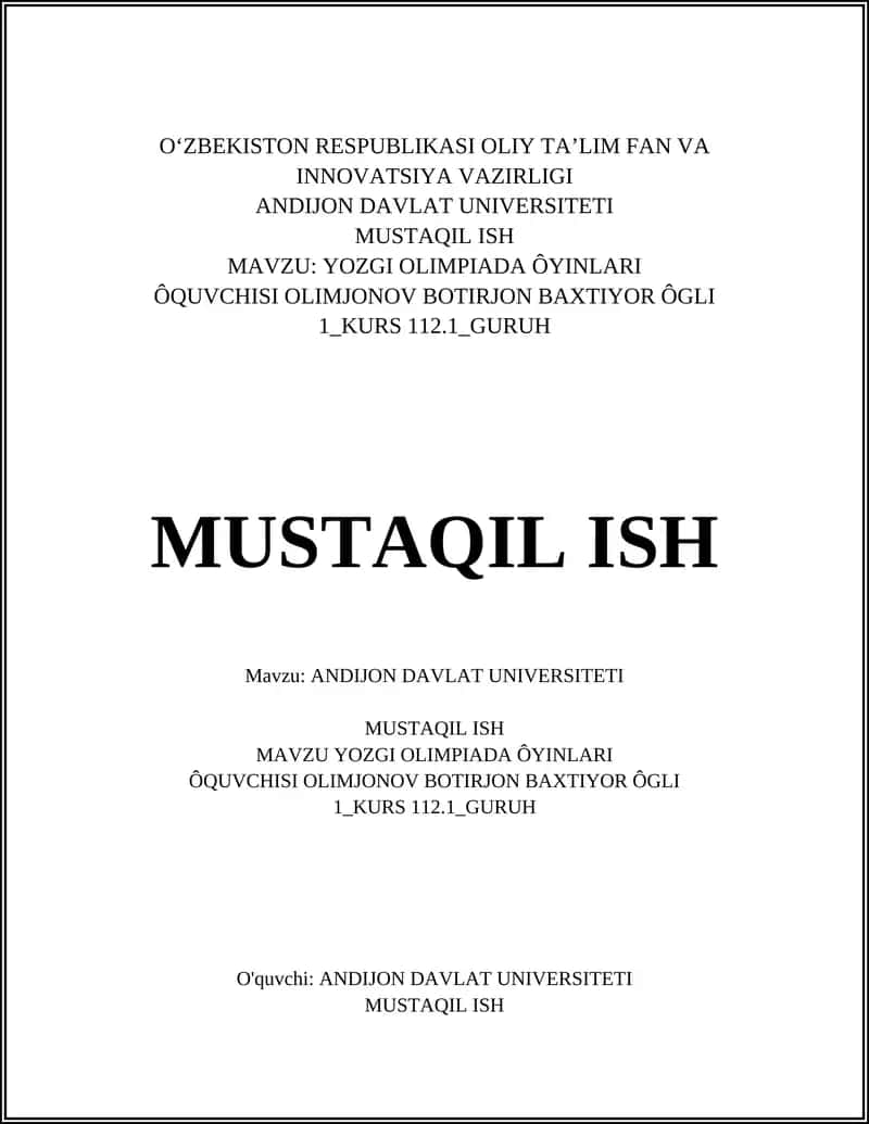 YOZGI OLIMPIADA ÔYINLARI 1