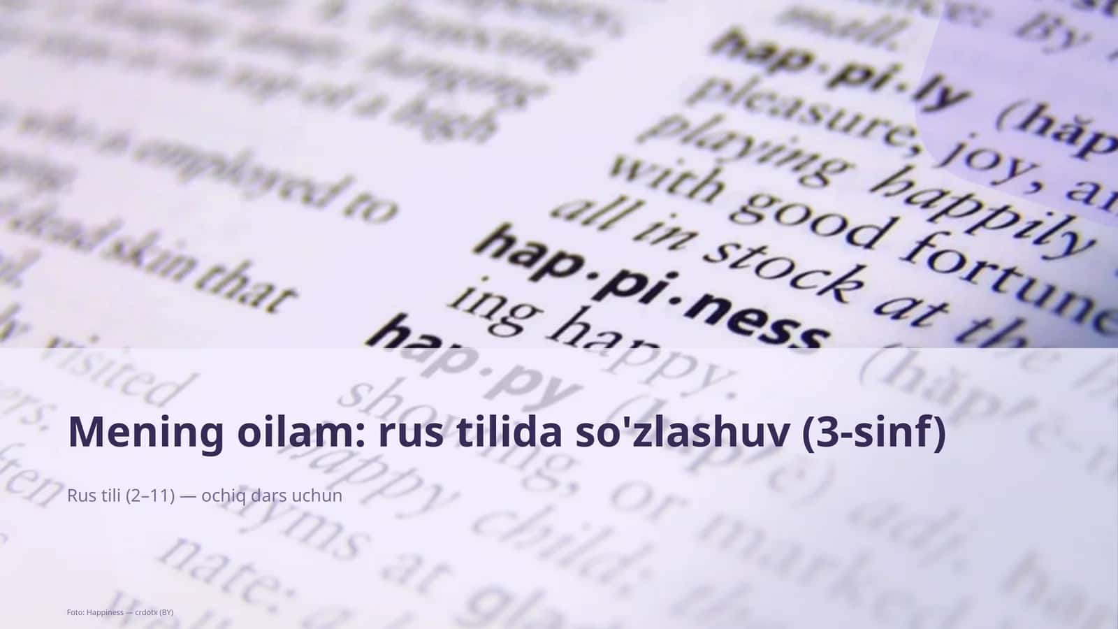 Mening oilam: rus tilida so'zlashuv (3-sinf) 1
