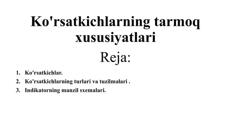 Ko'rsatkichlar 1