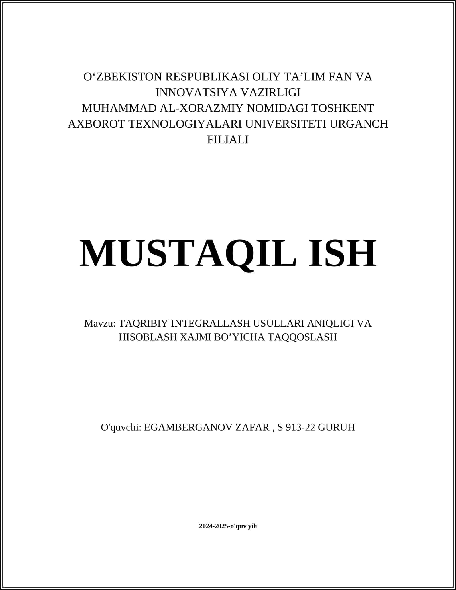 Taqribiy integrallash usullari 1