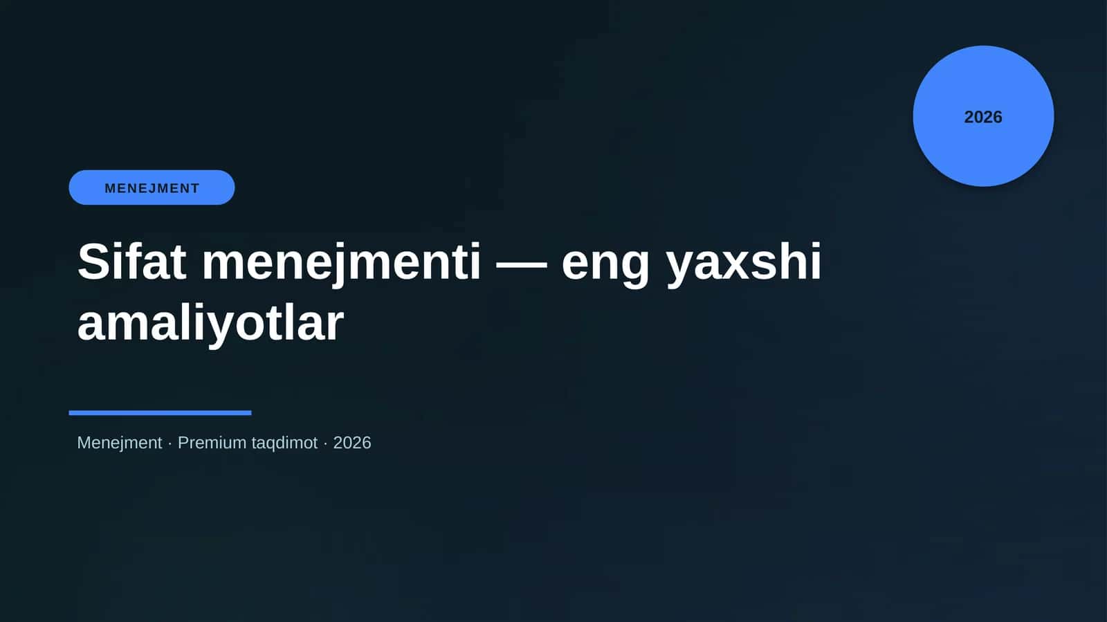 Sifat menejmenti — eng yaxshi amaliyotlar 1