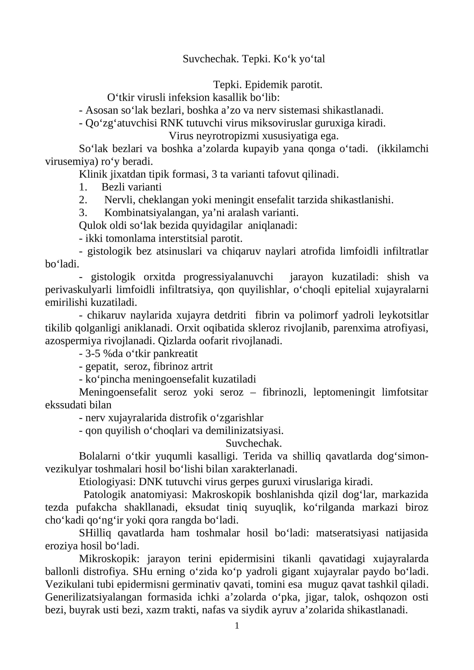 Tepki. Epidemik parotit 1