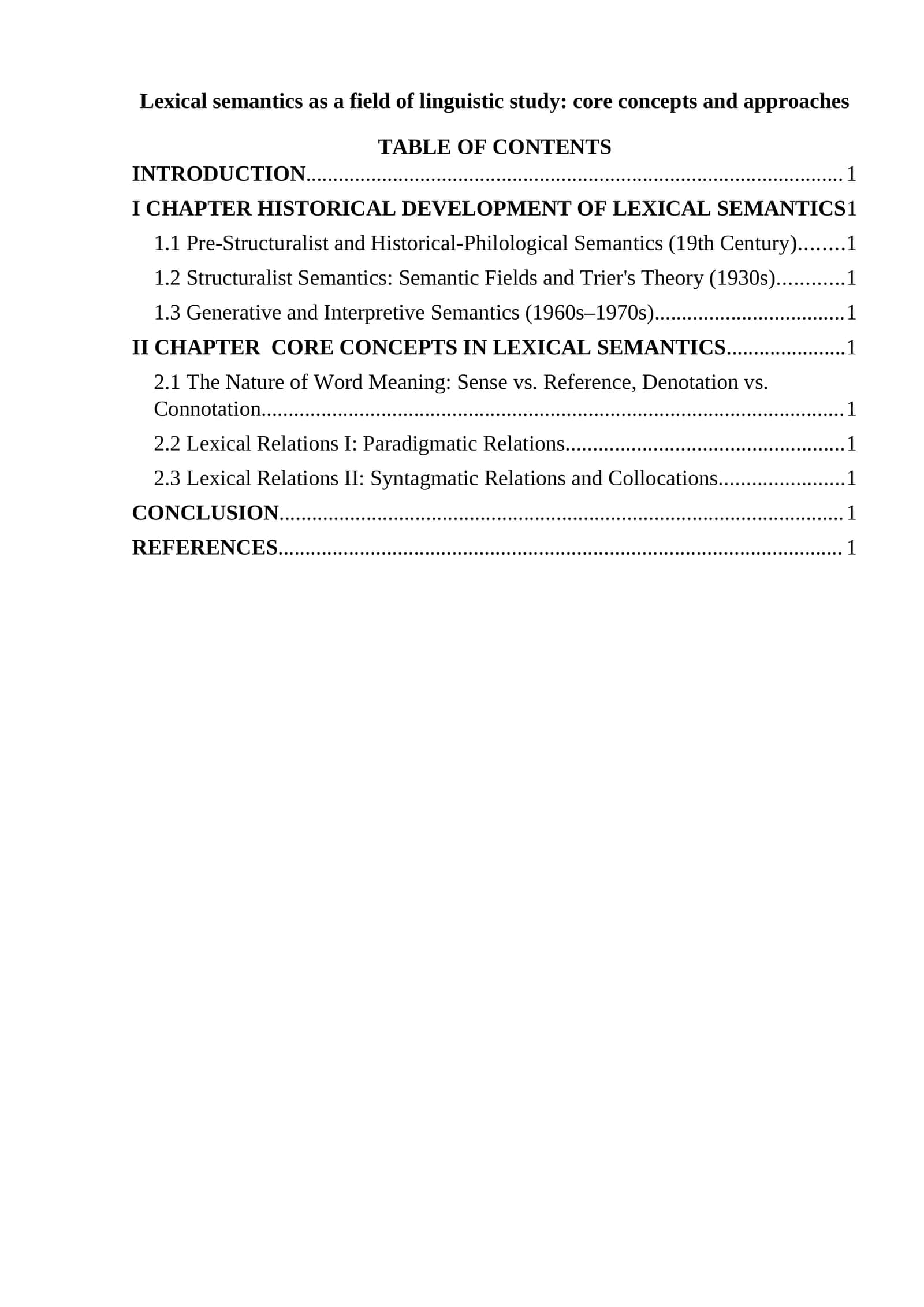 Lexical semantics as a field of linguistic study: core concepts and approaches 1