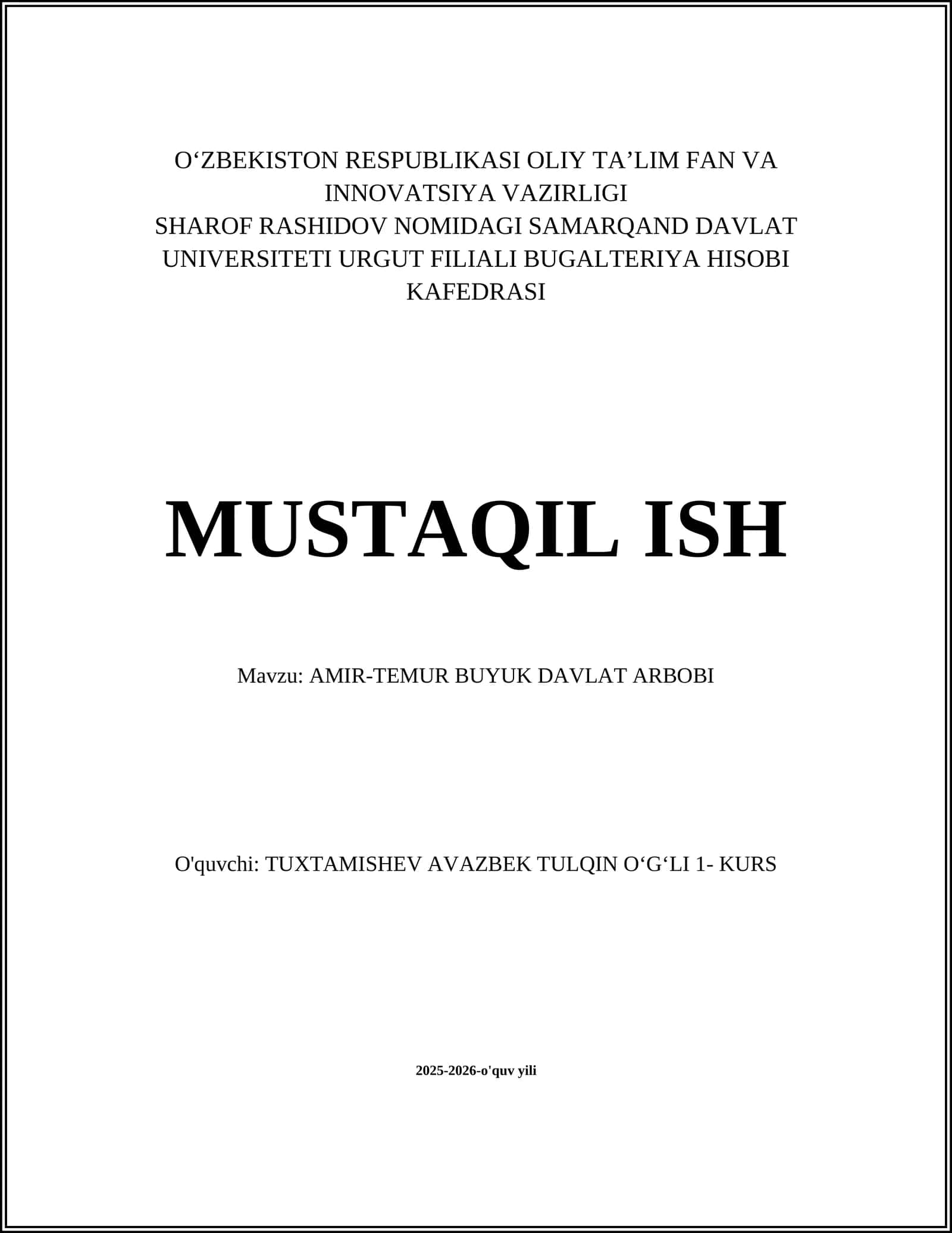 AMIR-TEMUR BUYUK DAVLAT ARBOBI 1