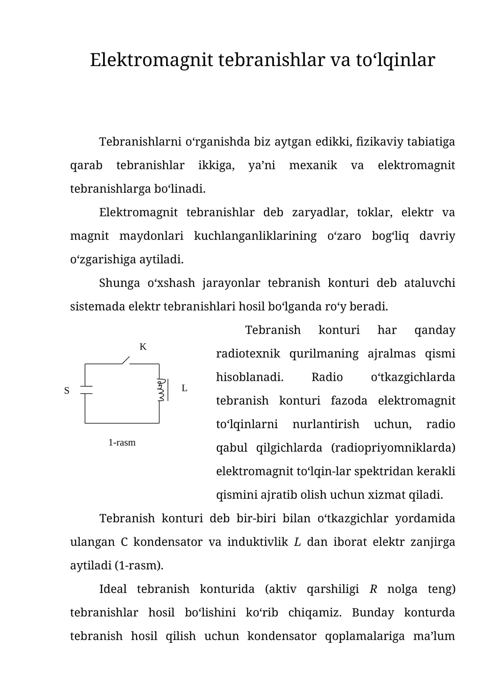 Elektromagnit tebranishlar va to‘lqinlar 1