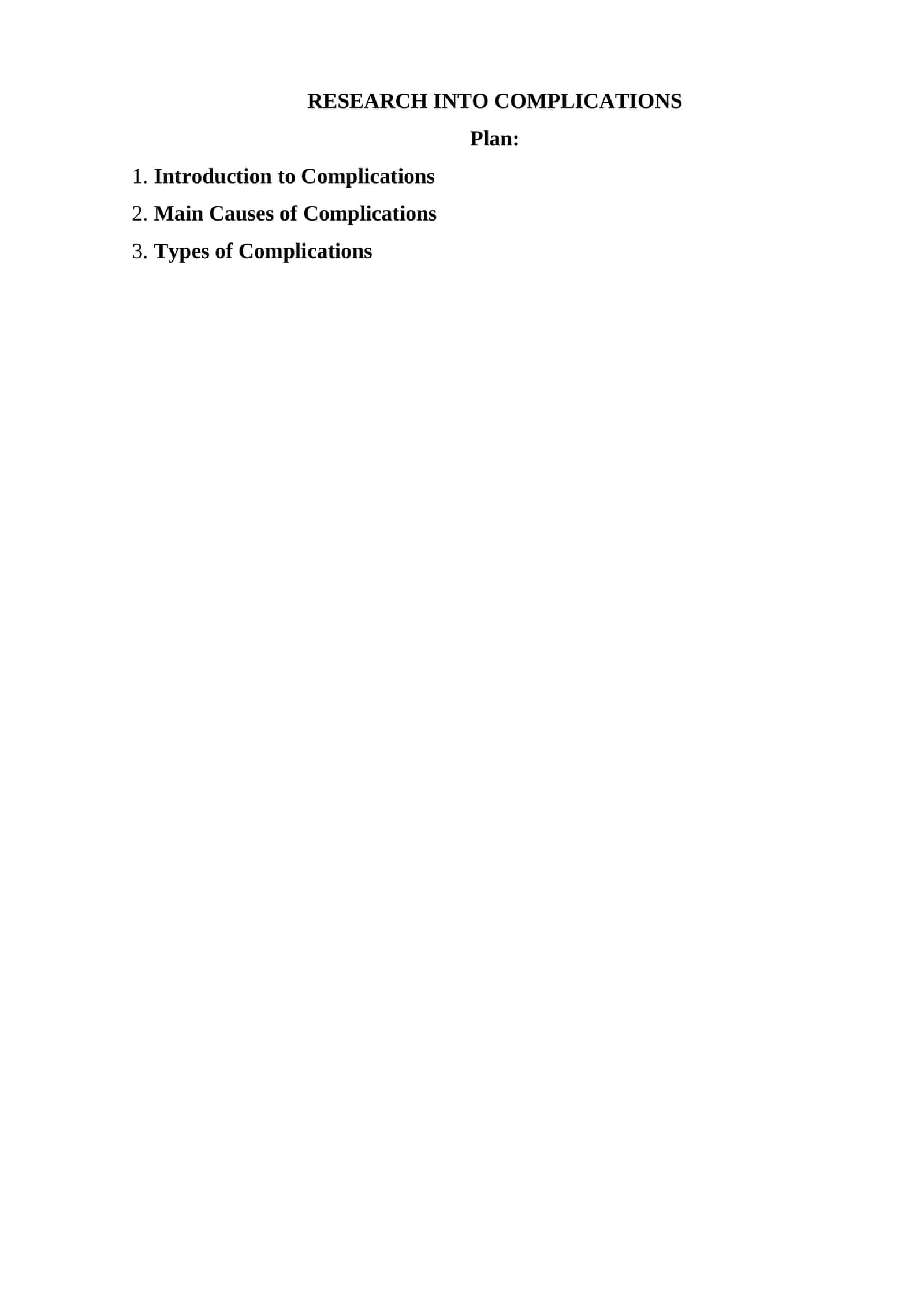 Research into Complications 1
