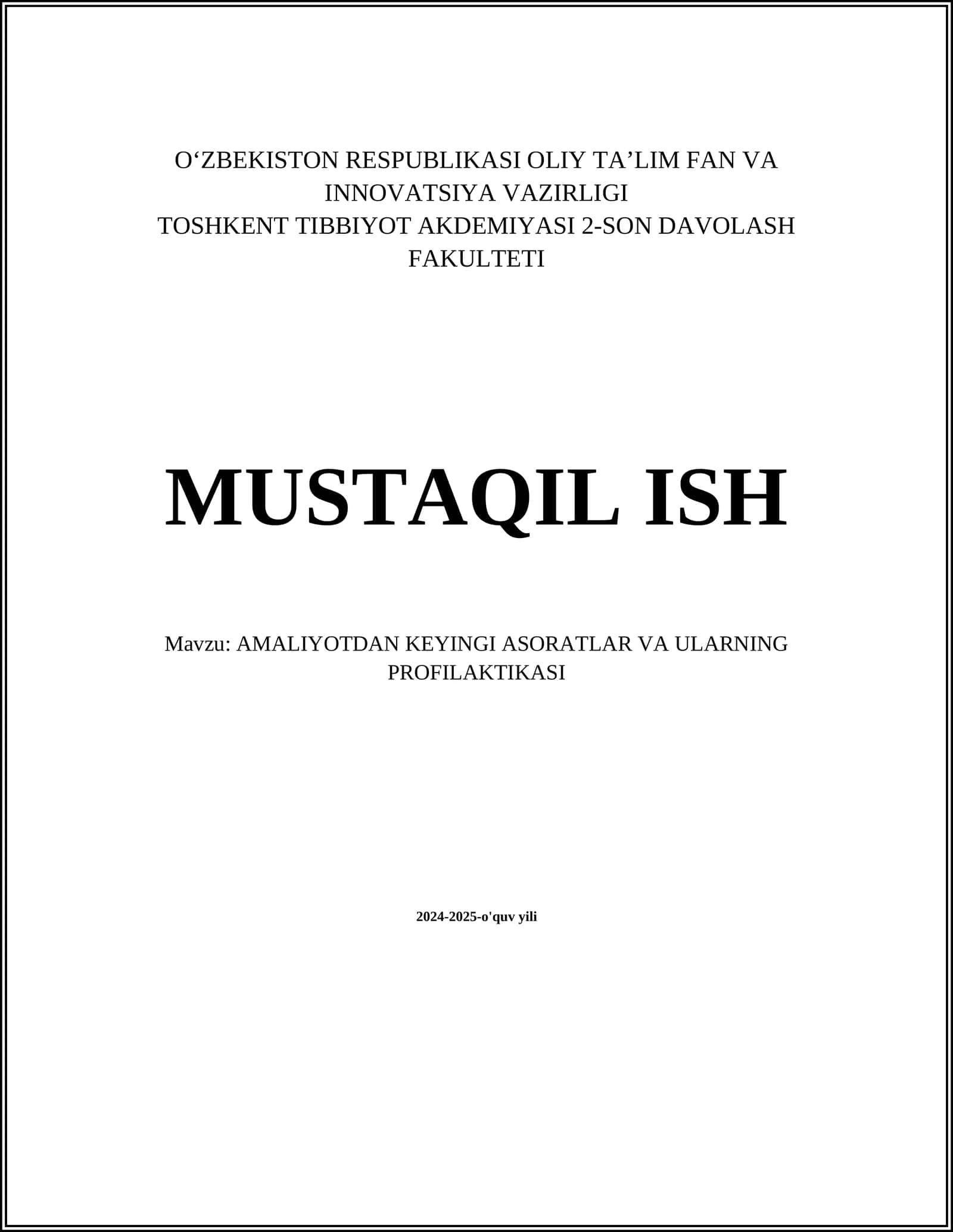 AMALIYOTDAN KEYINGI ASORATLAR VA ULARNING PROFILAKTIKASI 1
