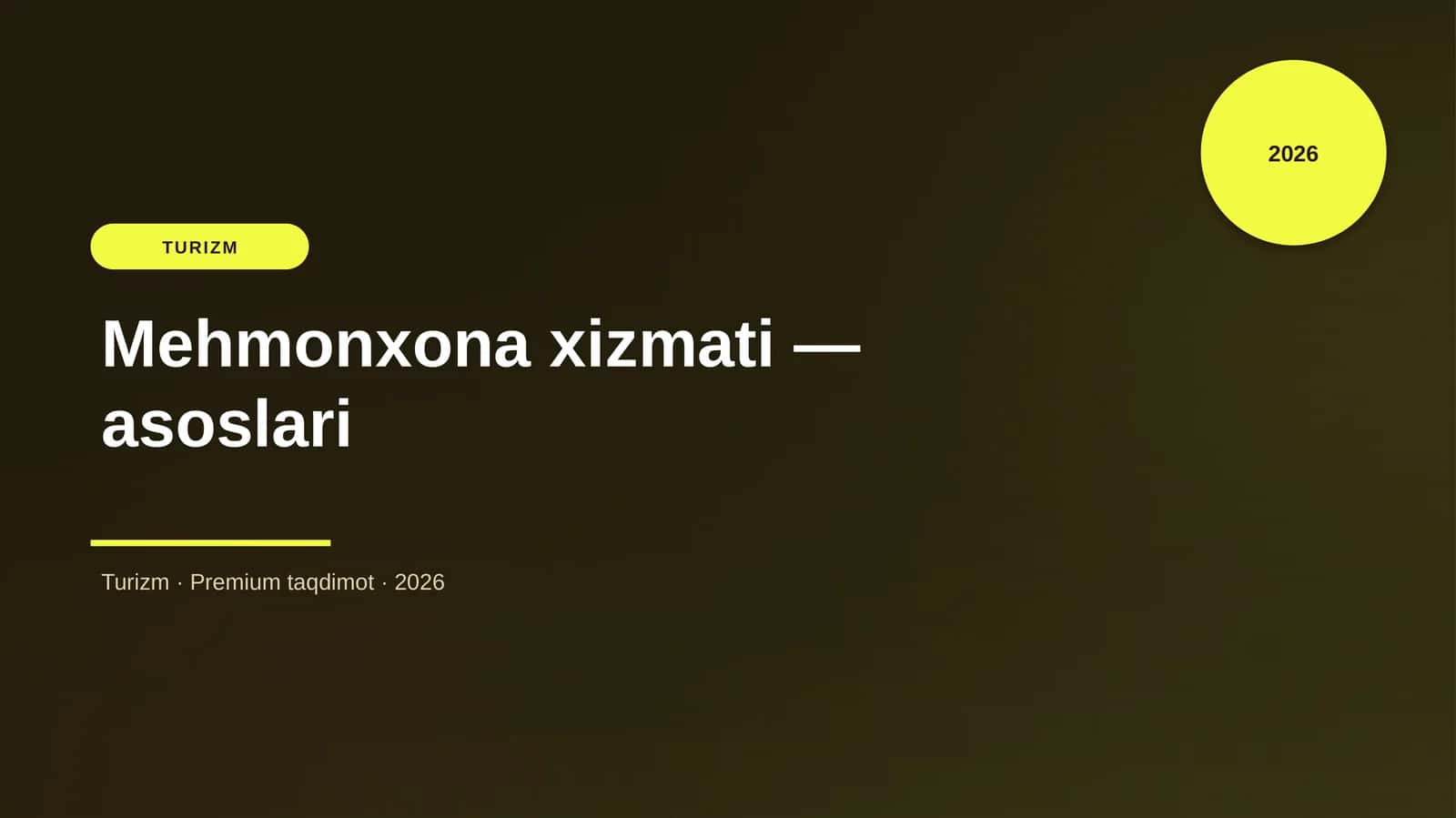 Mehmonxona xizmati — asoslari 1