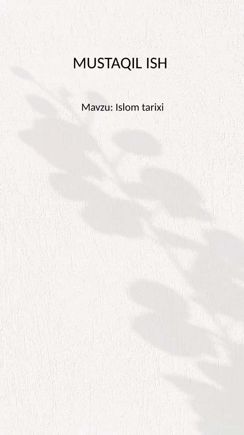 Islom tarixi 1