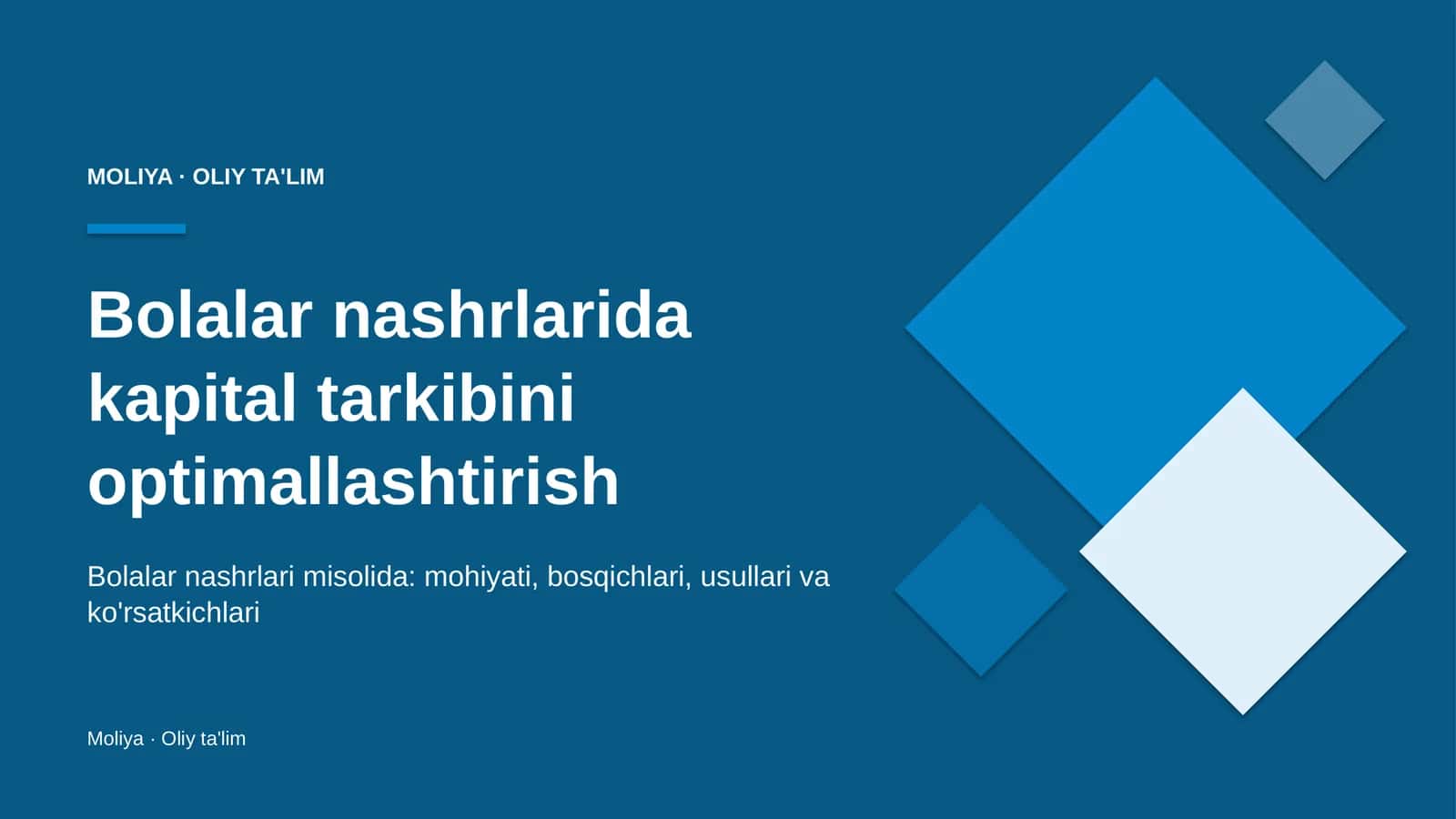Bolalar nashrlarida kapital tarkibini optimallashtirish 1
