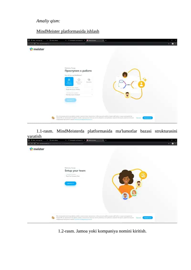 MindMeister platformasida ishlash 1