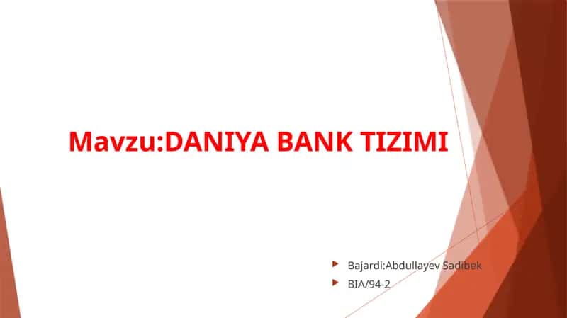 Daniya Bank Tizimi 1
