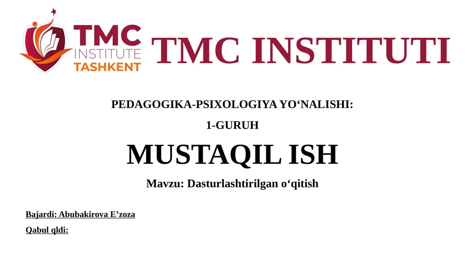 Dasturlashtirilgan o‘qitish 1