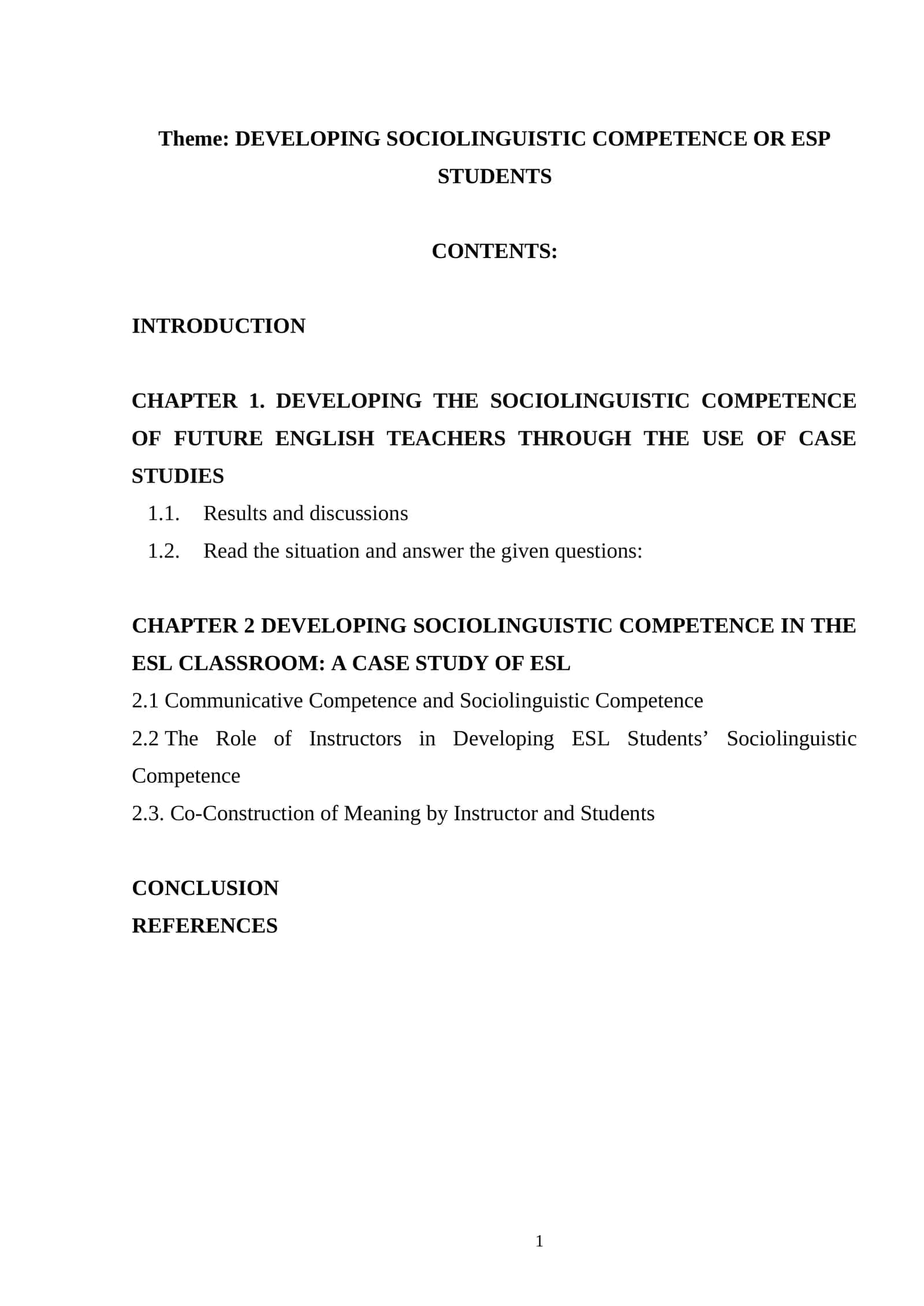 DEVELOPING SOCIOLINGUISTIC COMPETENCE OR ESP STUDENTS 1