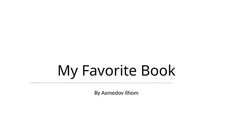 My Favorite Book 1
