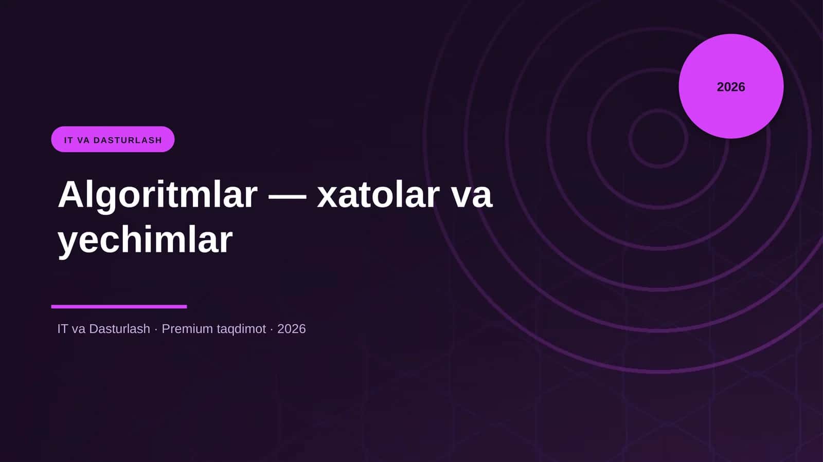 Algoritmlar — xatolar va yechimlar 1