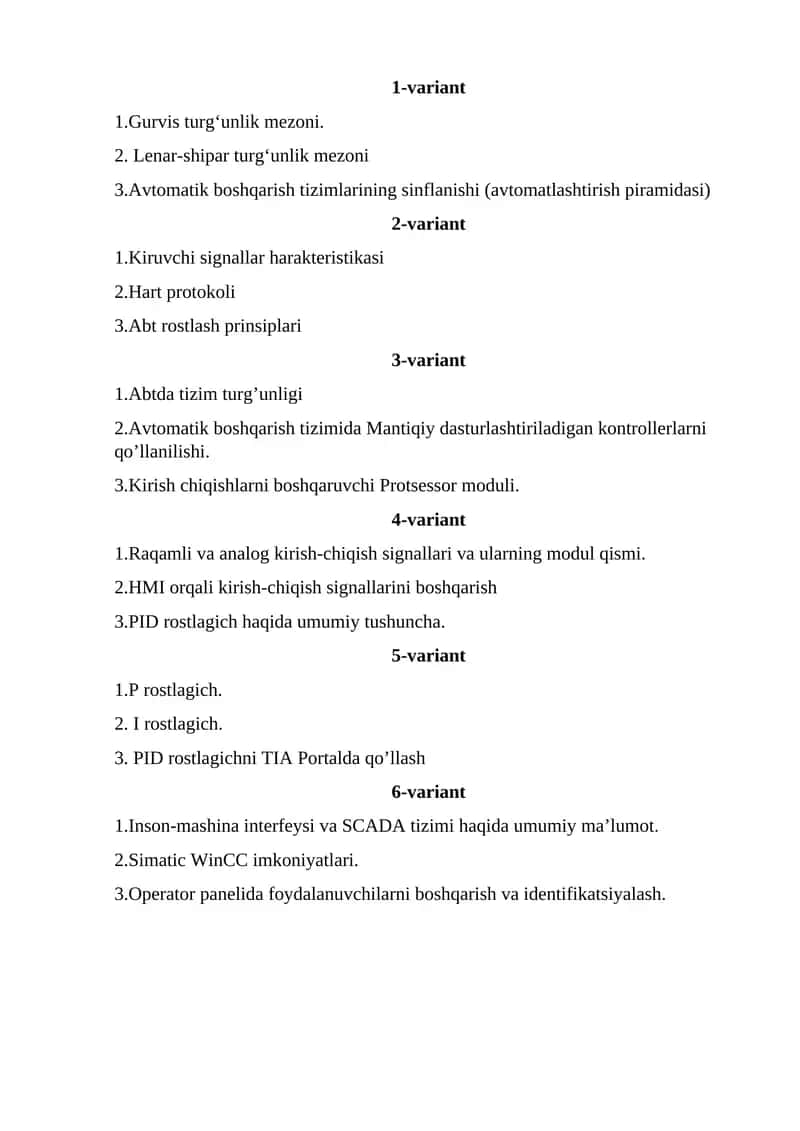 Inson-mashina interfeysi va SCADA tizimi 1