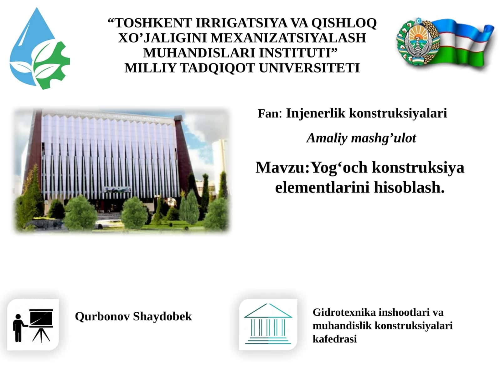 Yog‘och konstruksiya elementlarini hisoblash 1
