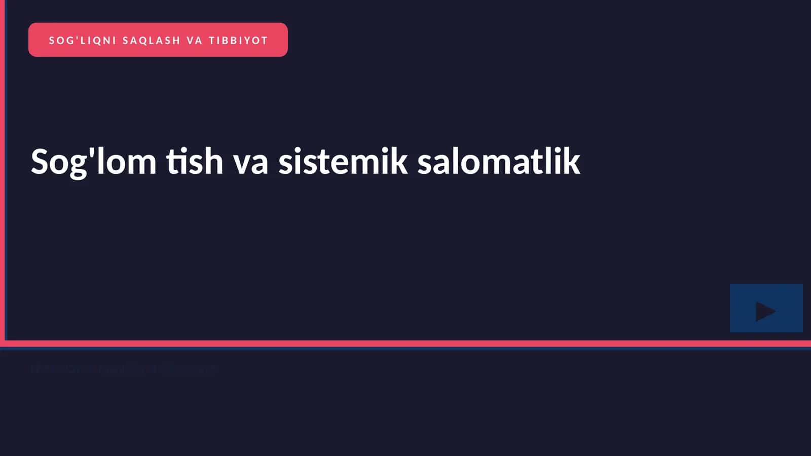 SOG'LIQNI SAQLASH VA TIBBIYOT 1