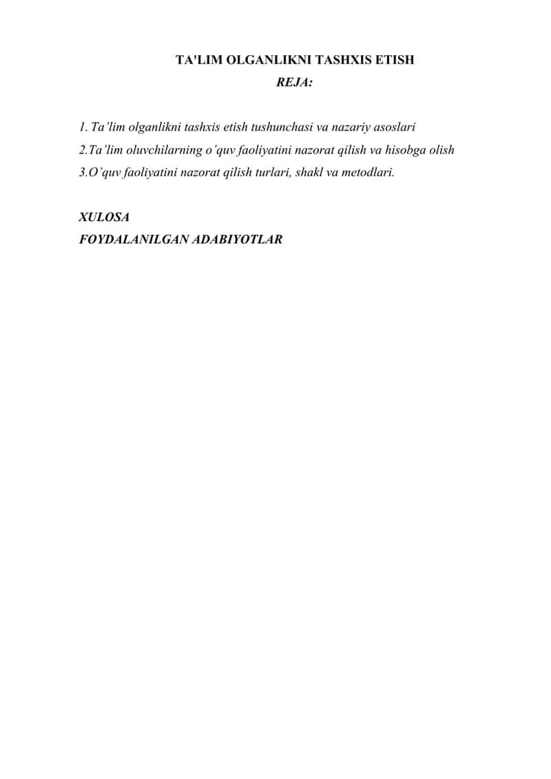 TA'LIM OLGANLIKNI TASHXIS ETISH 1
