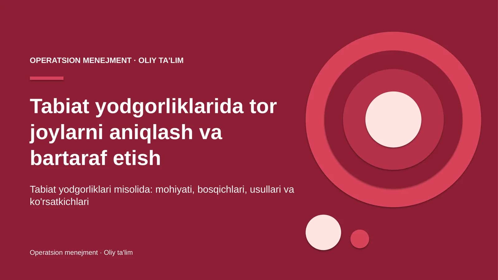 Tabiat yodgorliklarida tor joylarni aniqlash va bartaraf etish 1