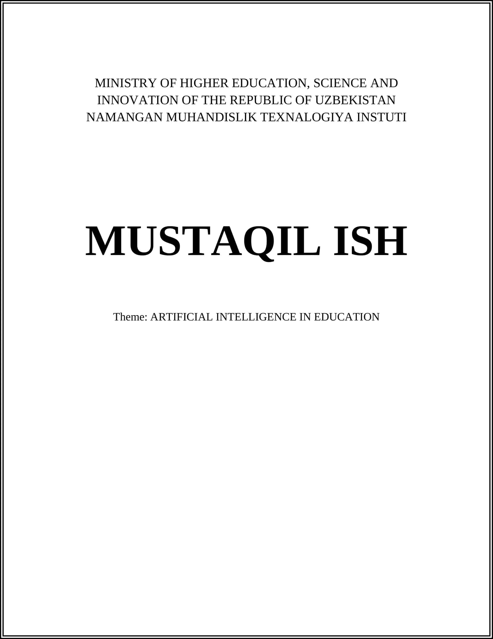 ARTIFICIAL INTELLIGENCE IN EDUCATION 1
