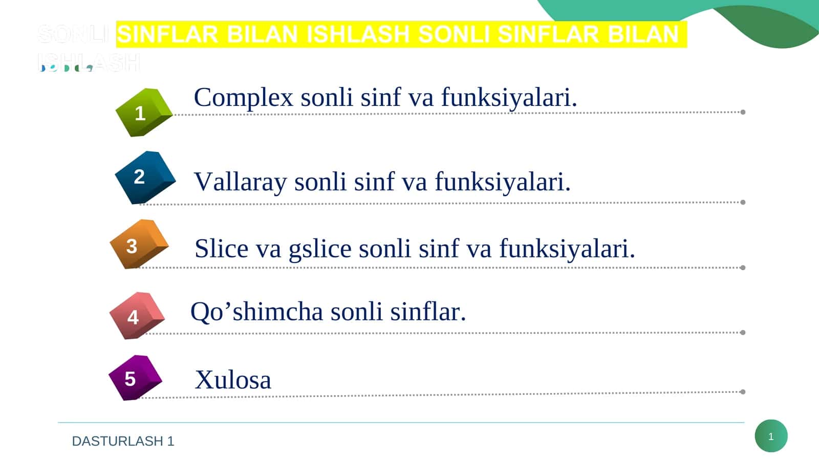 Complex sonli sinf va funksiyalari 1