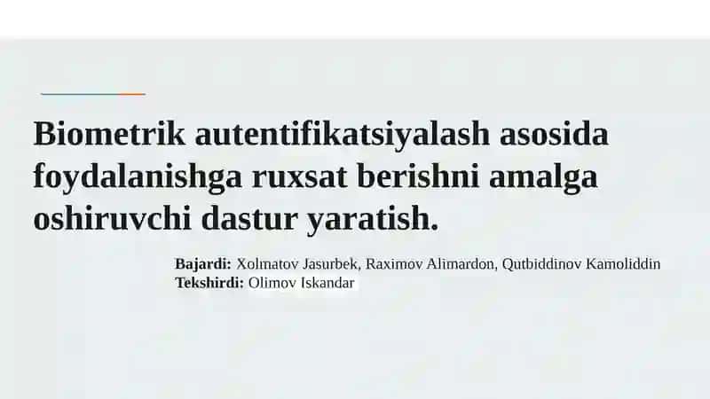 Biometrik autentifikatsiyalash