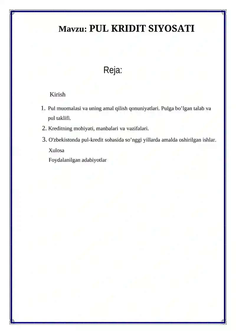 Pul kredit siyosati