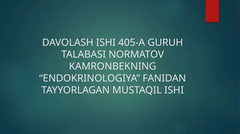 Tibbiyot. Shixan sindromi. Simmonds kaxeksiyasi 1