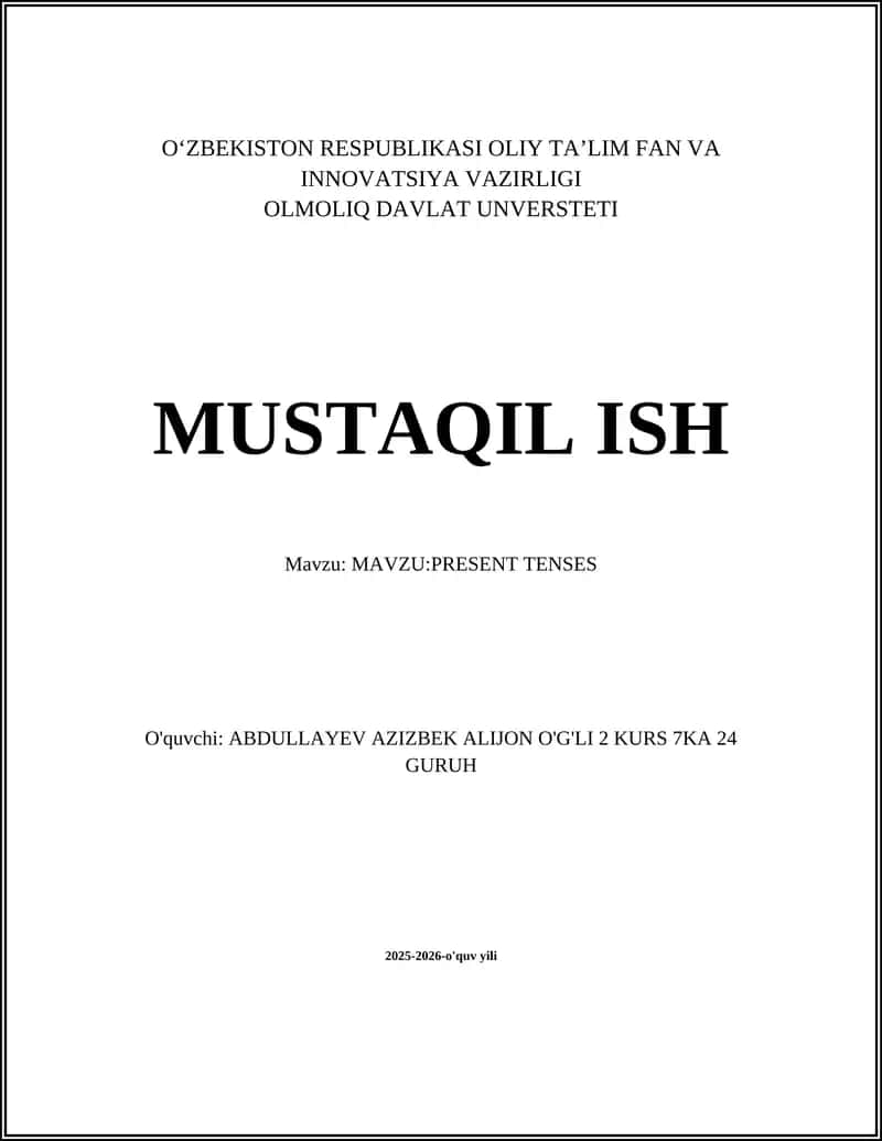Hozirgi zamon (oddiy) 1