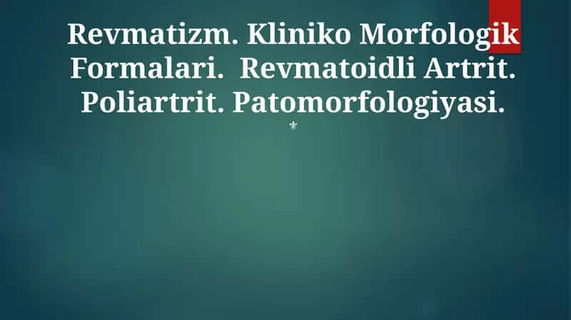 Revmatoidli Artrit 1