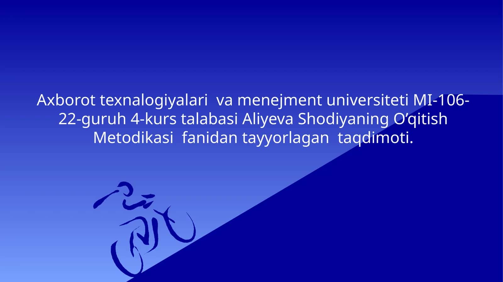 O’qitish Metodikasi fanidan tayyorlagan taqdimoti 1