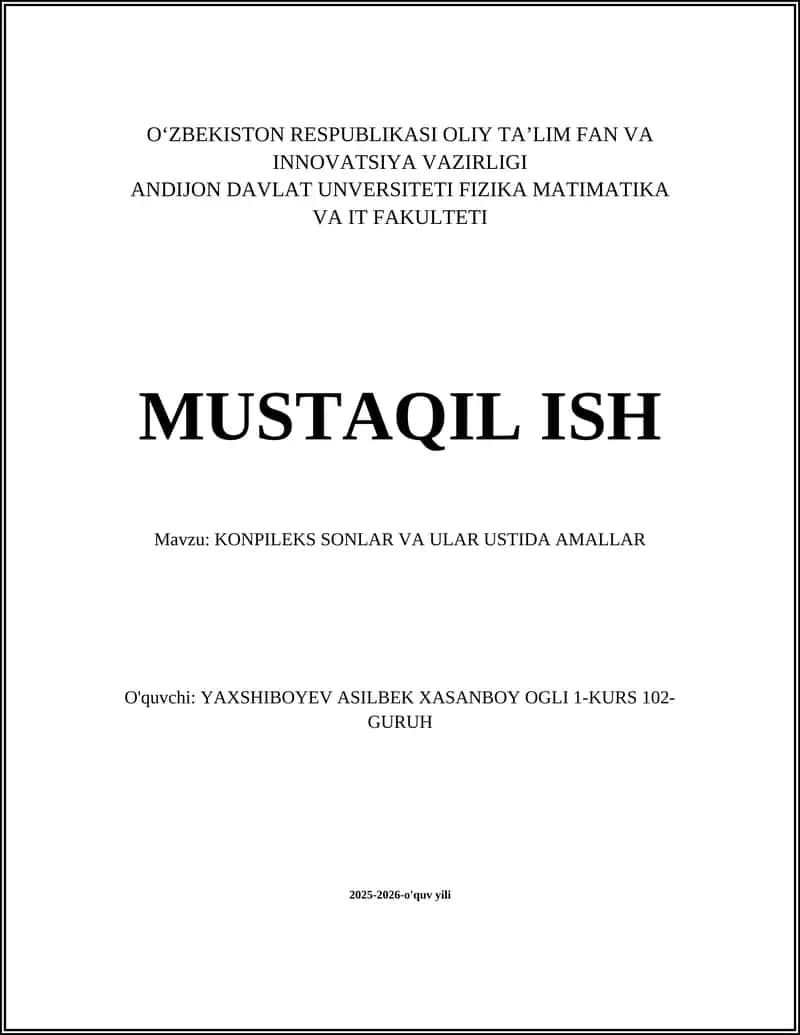 KONPILEKS SONLAR VA ULAR USTIDA AMALLAR 1