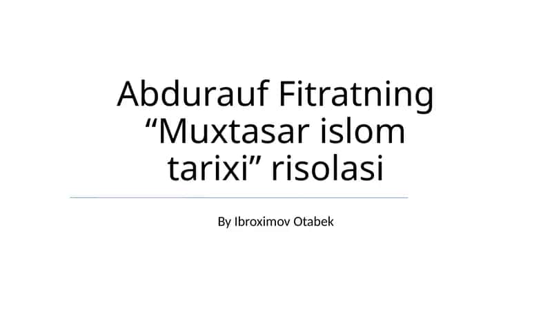 Muxtasar islom tarixi 1